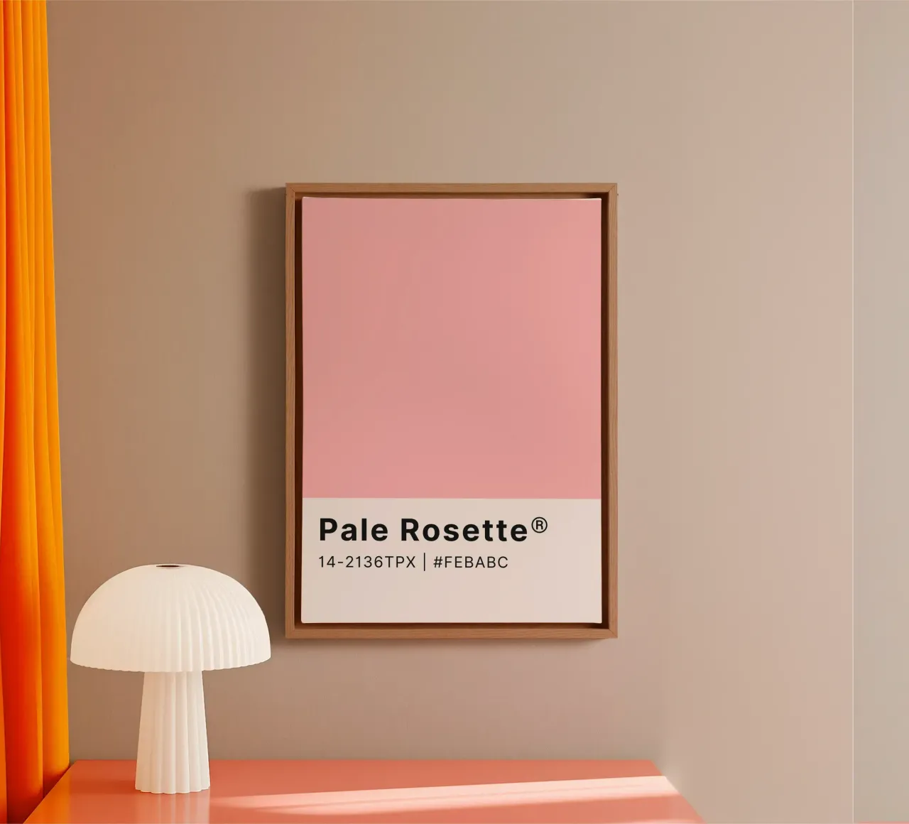 Rosette pâle Code couleur Pantone Imprimé minimaliste toile de homdeco