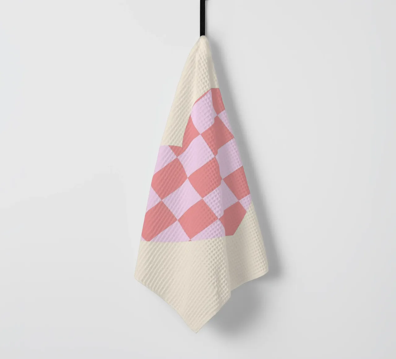 Imprimé esthétique en forme de cœur à damier rose torchon de homdeco