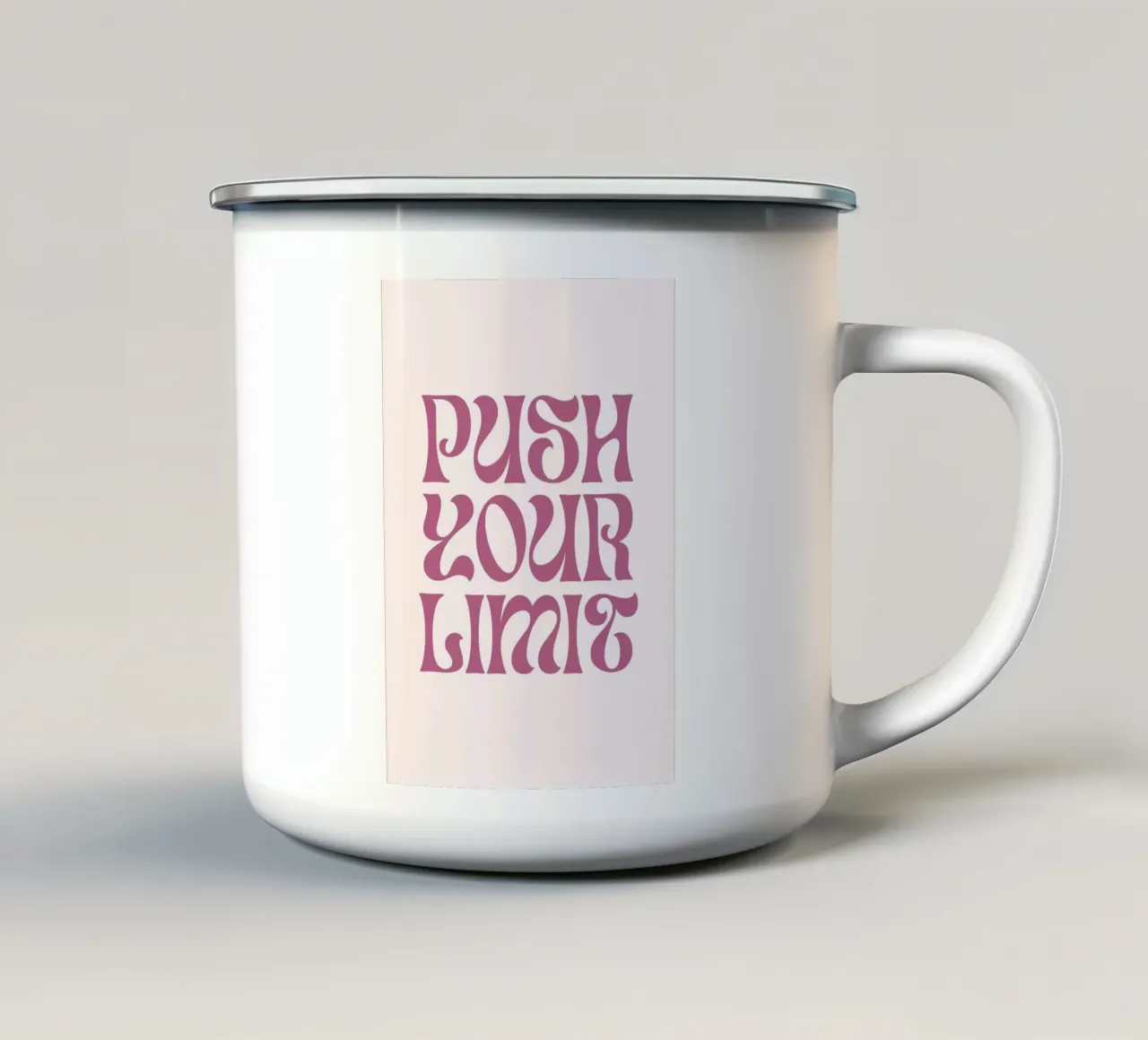 Impression d'art motivationnel "Push Your Limit" Groovy mug en émail de homdeco