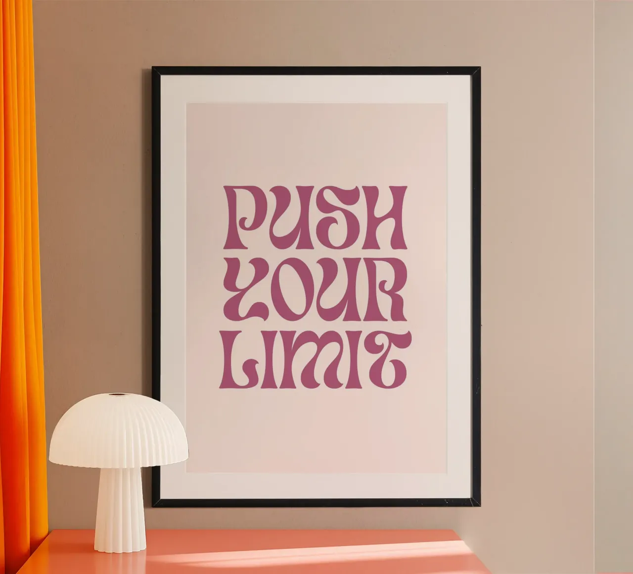 Stampa d'arte motivazionale "Push Your Limit" (Spingi il tuo limite) poster con telaio in plastica da homdeco