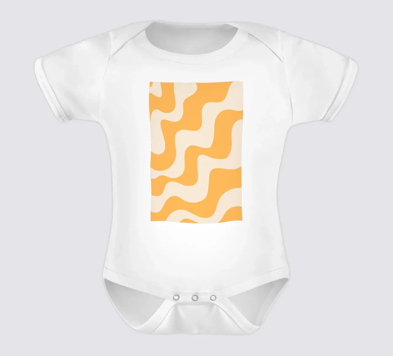 Retro Oranje Golvende Abstracte Esthetische Print babyrompertje korte mouwen van homdeco