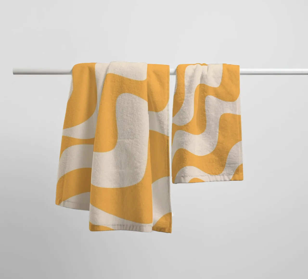 Retro Orange Wavy Abstract Aesthetic Print towel by homdeco