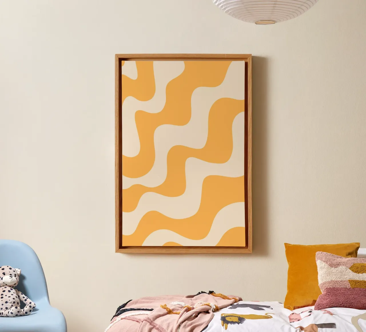 Retro Oranje Golvende Abstracte Esthetische Print canvas van homdeco