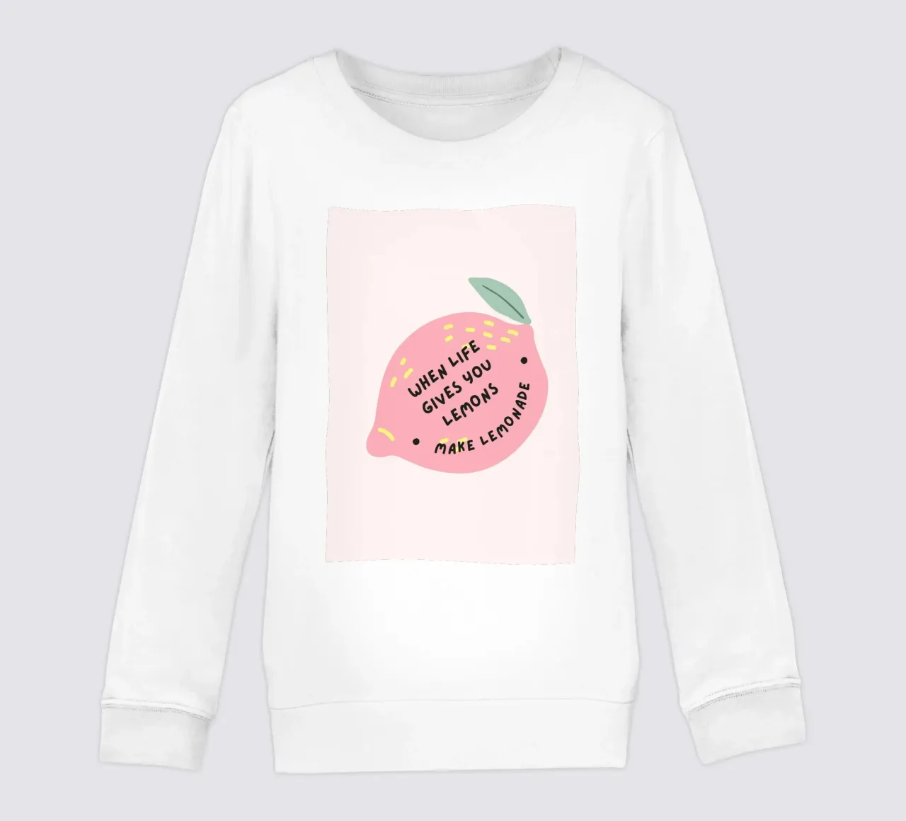 Stampa "Quando la vita ti dà i limoni" Limonata rosa felpa bambino da homdeco