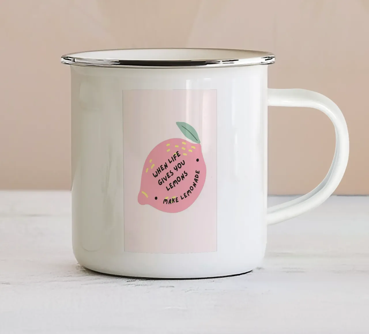 Stampa "Quando la vita ti dà i limoni" Limonata rosa tazza in smalto da homdeco