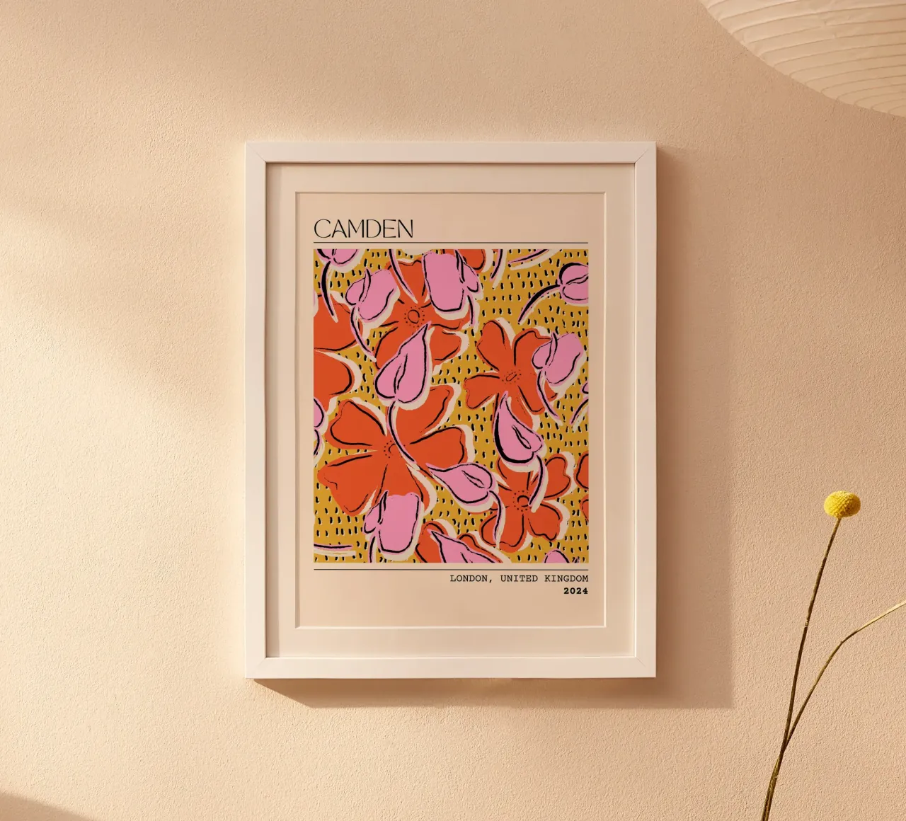Stampa pop art astratta floreale di Camden London poster con telaio in alluminio da homdeco