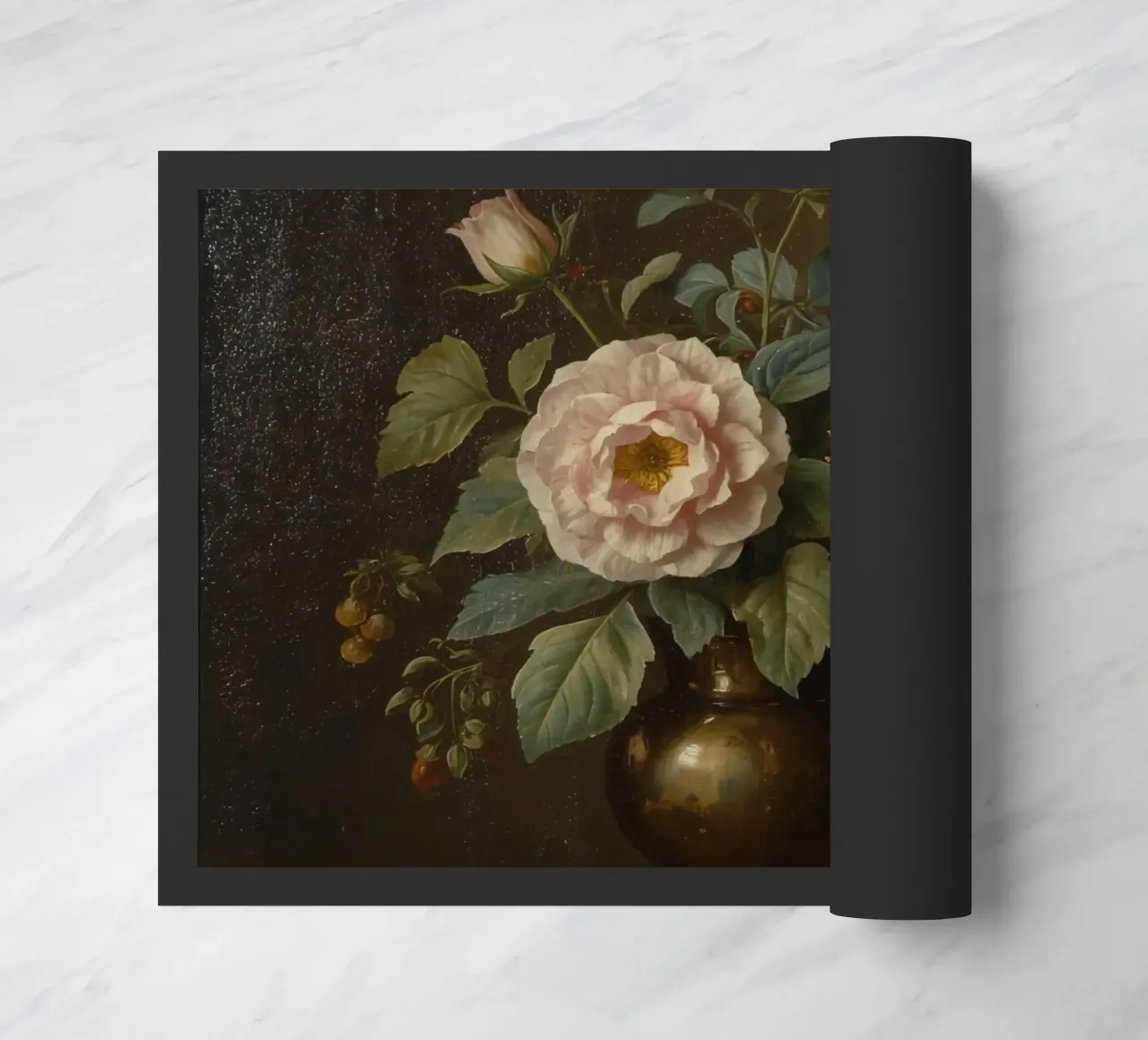composizione floreale classica con rose in un vaso scuro zerbino da DesignDoodle