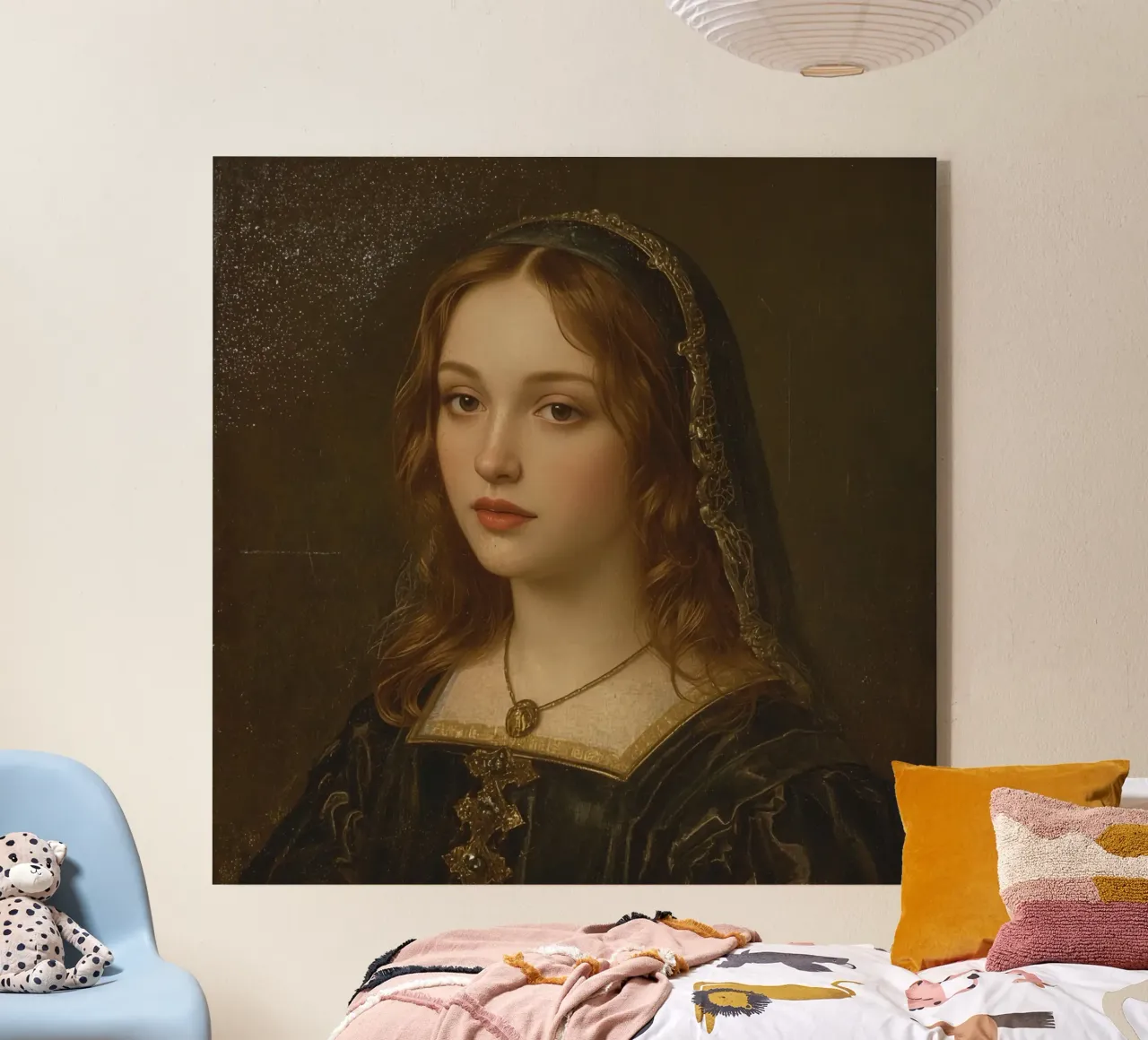 young woman with long hair wearing a dark gown plexiglas de DesignDoodle