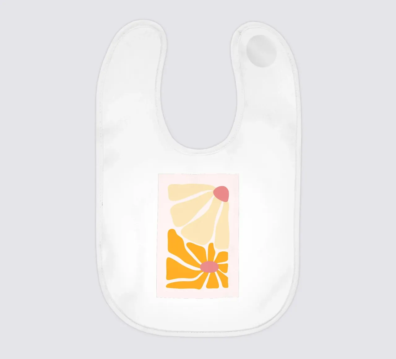 Abstrakte Boho Blumen Orange & Rosa Kunstdruck Babylätzchen von homdeco