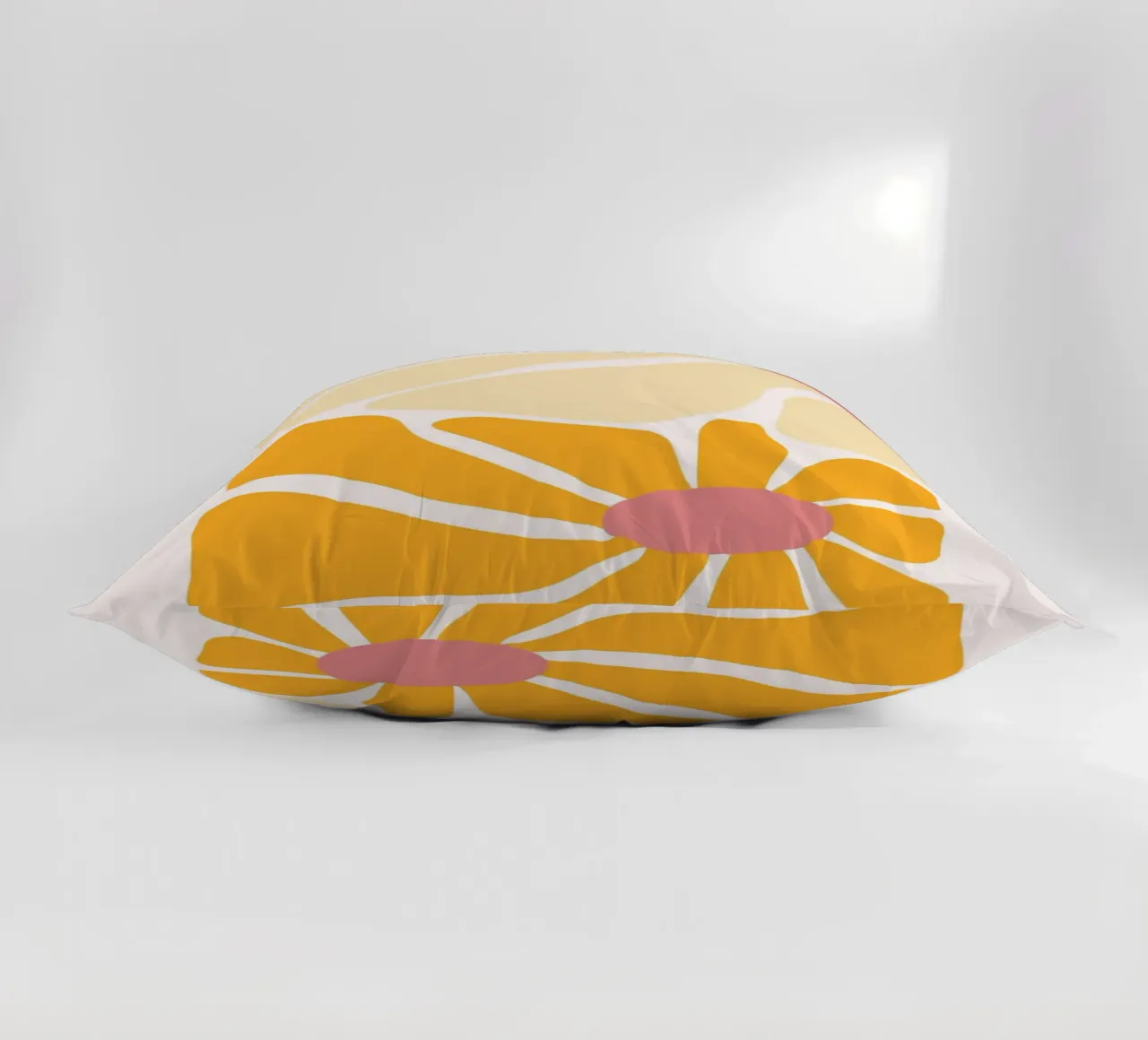 Stampa d'arte astratta di fiori boho arancioni e rosa cuscino da homdeco
