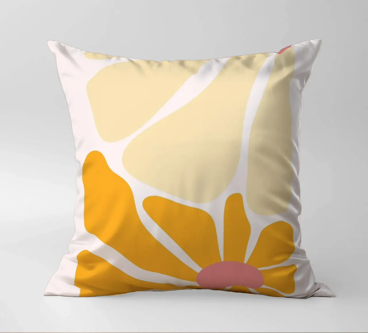 Stampa d'arte astratta di fiori boho arancioni e rosa cuscino da homdeco