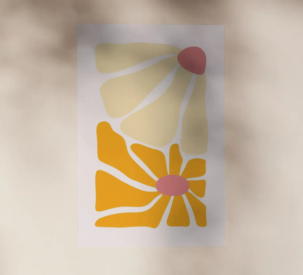 Stampa d'arte astratta di fiori boho arancioni e rosa pellicola backlit da homdeco