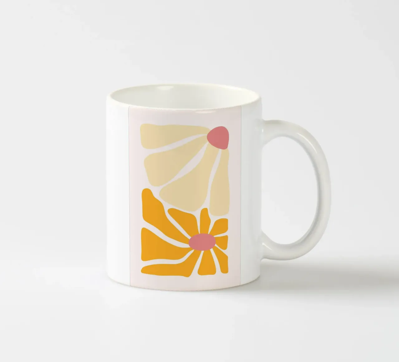 Stampa d'arte astratta di fiori boho arancioni e rosa tazza in ceramica da homdeco
