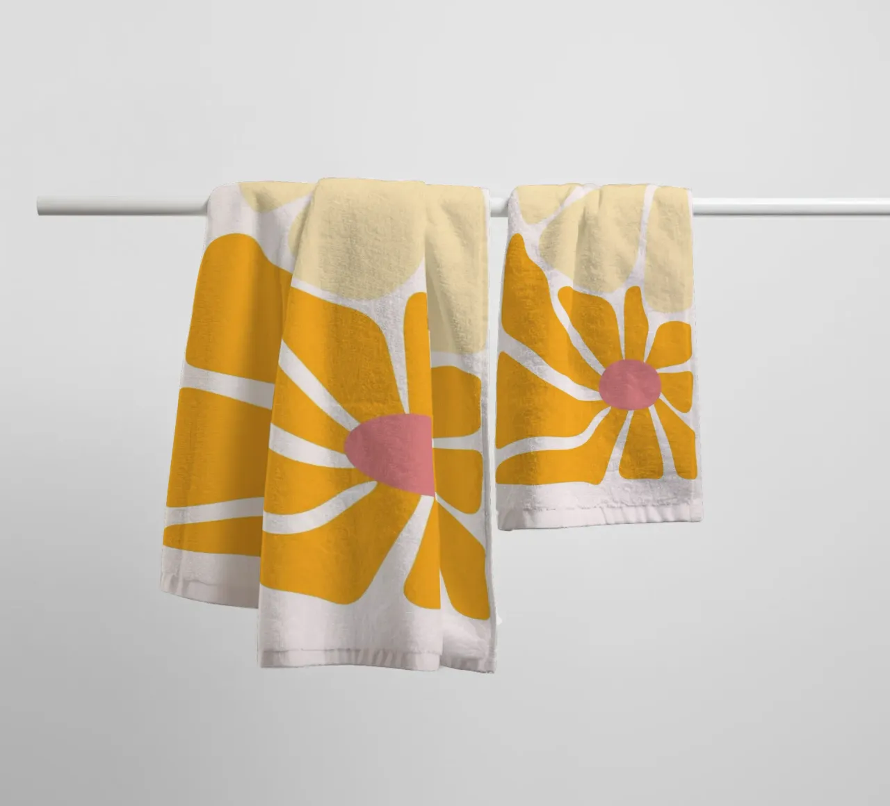 Flores Boho Abstractas Naranja y Rosa Impresión Artística toalla de baño de homdeco