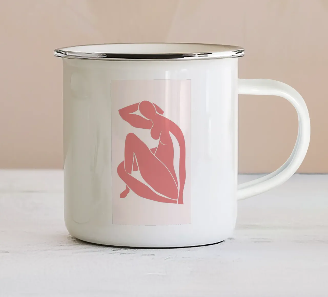 Matisse Roze Naakt Cut-Out Moderne Kunstdruk emaille mok van homdeco