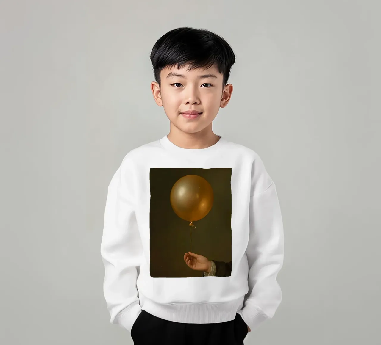 Pallone d'oro tenuto da una mano su uno sfondo scuro felpa bambino da DesignDoodle