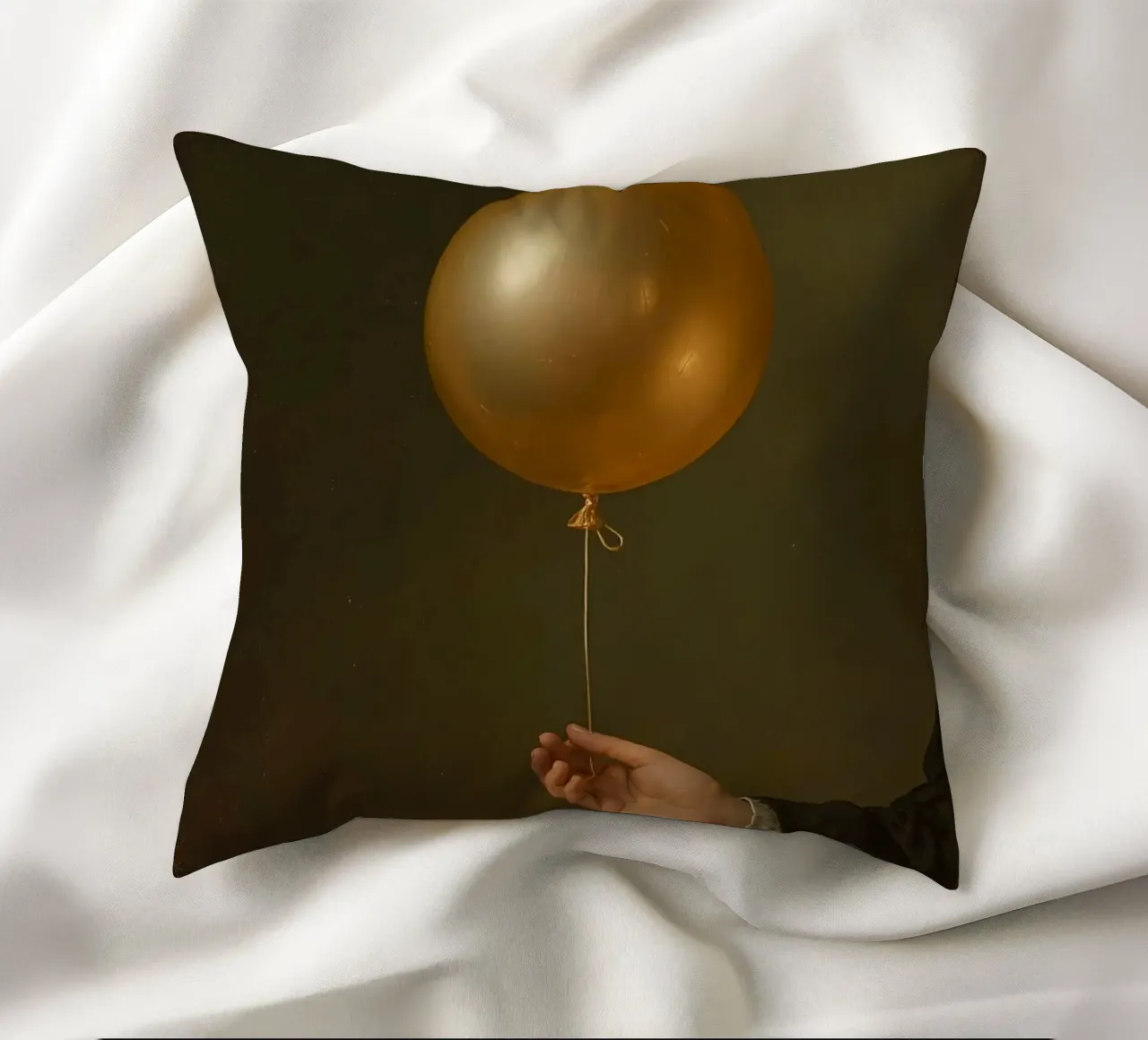 Pallone d'oro tenuto da una mano su uno sfondo scuro cuscino da DesignDoodle