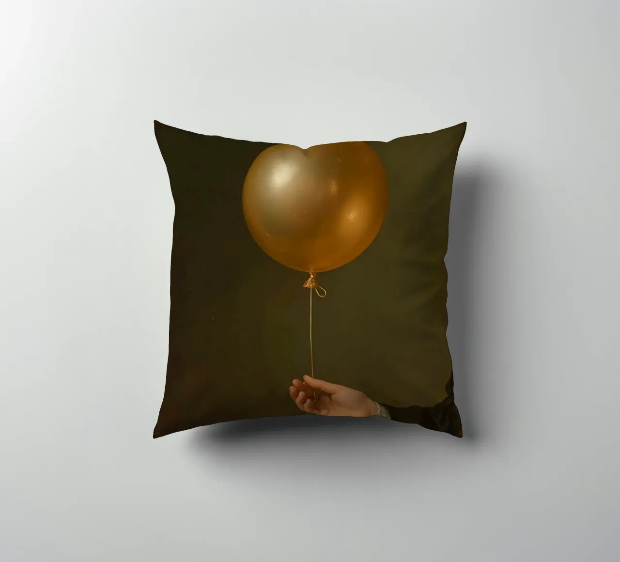 Pallone d'oro tenuto da una mano su uno sfondo scuro cuscino da DesignDoodle