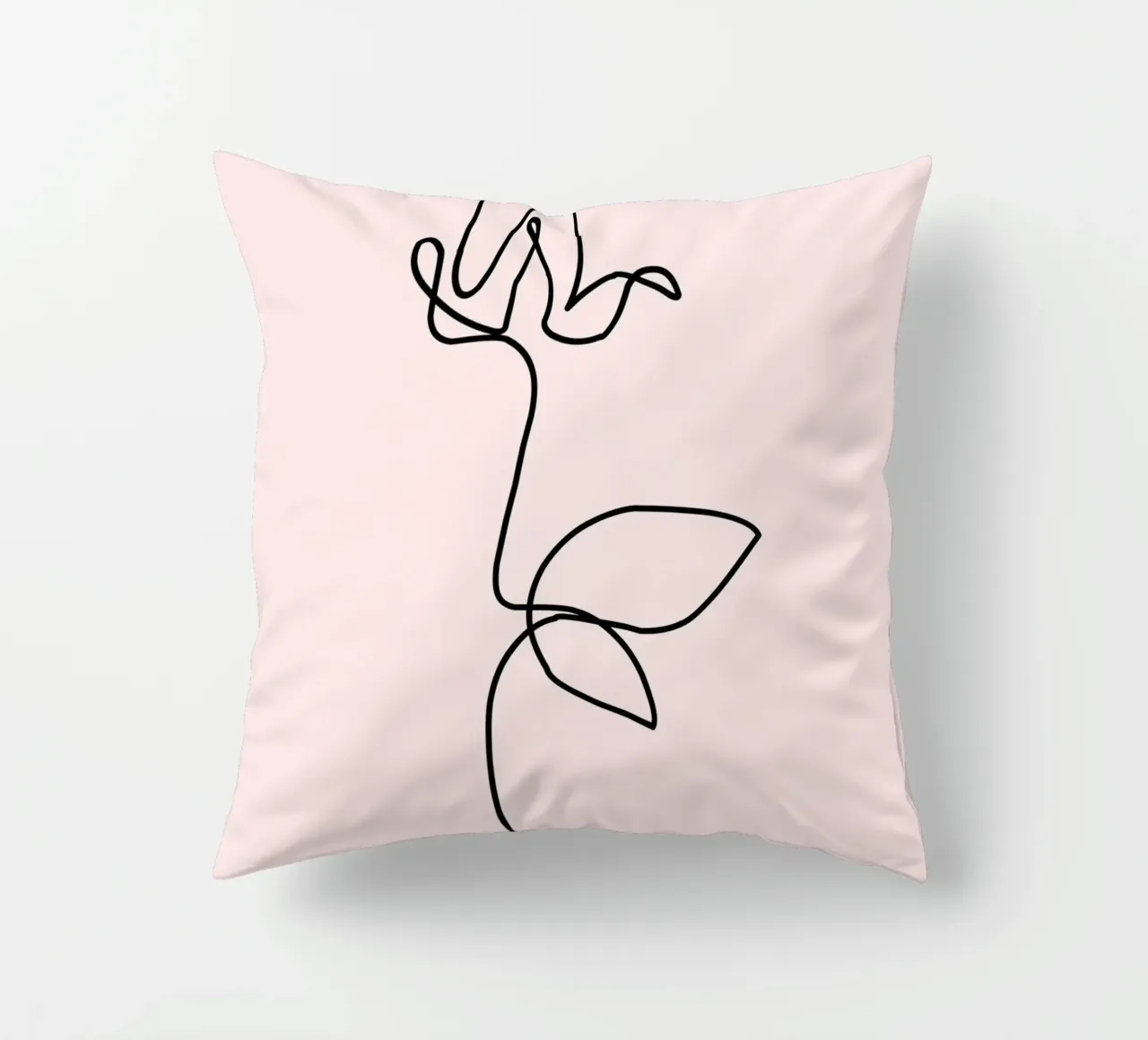 Minimalist Rose Continuous Line Art Print decorative cushion by homdeco