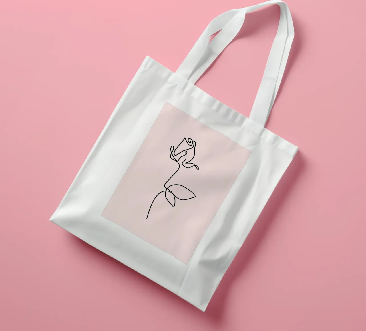 Stampa d'arte minimalista a linee continue di rose borsa in juta da homdeco