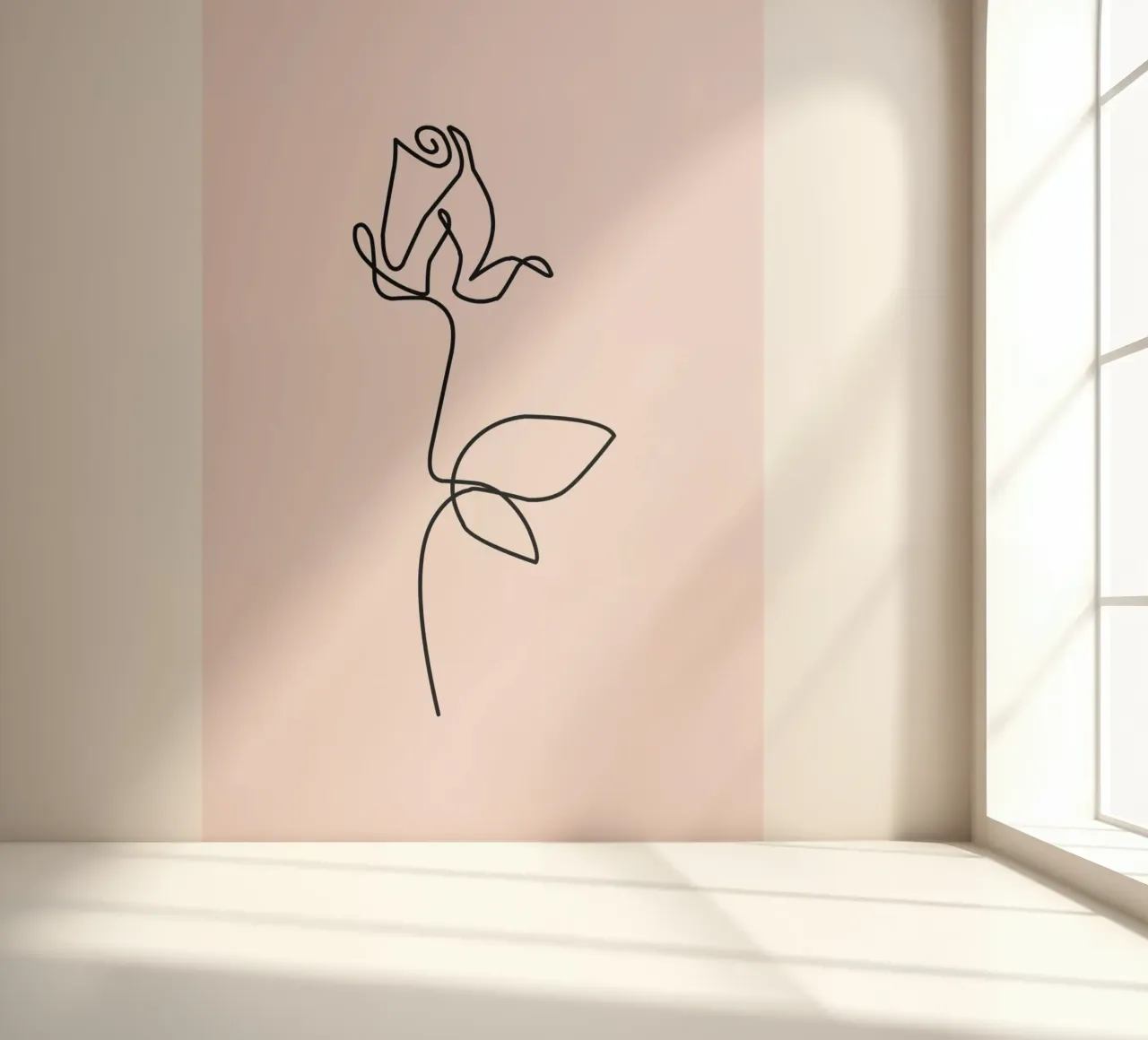 Minimalist Rose Continuous Line Art Print photo wallpaper by homdeco