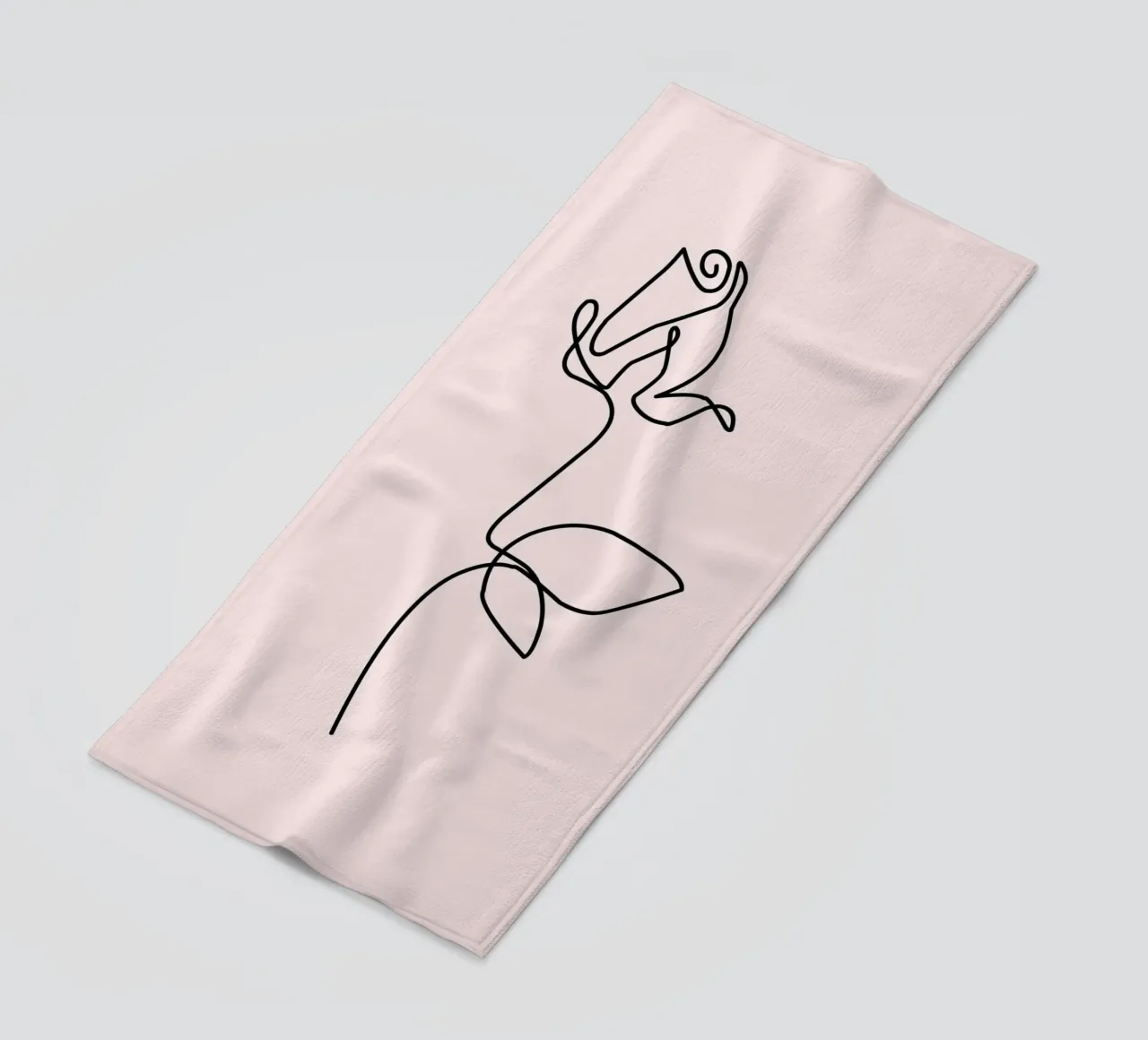 Minimalist Rose Continuous Line Art Print beach towel by homdeco
