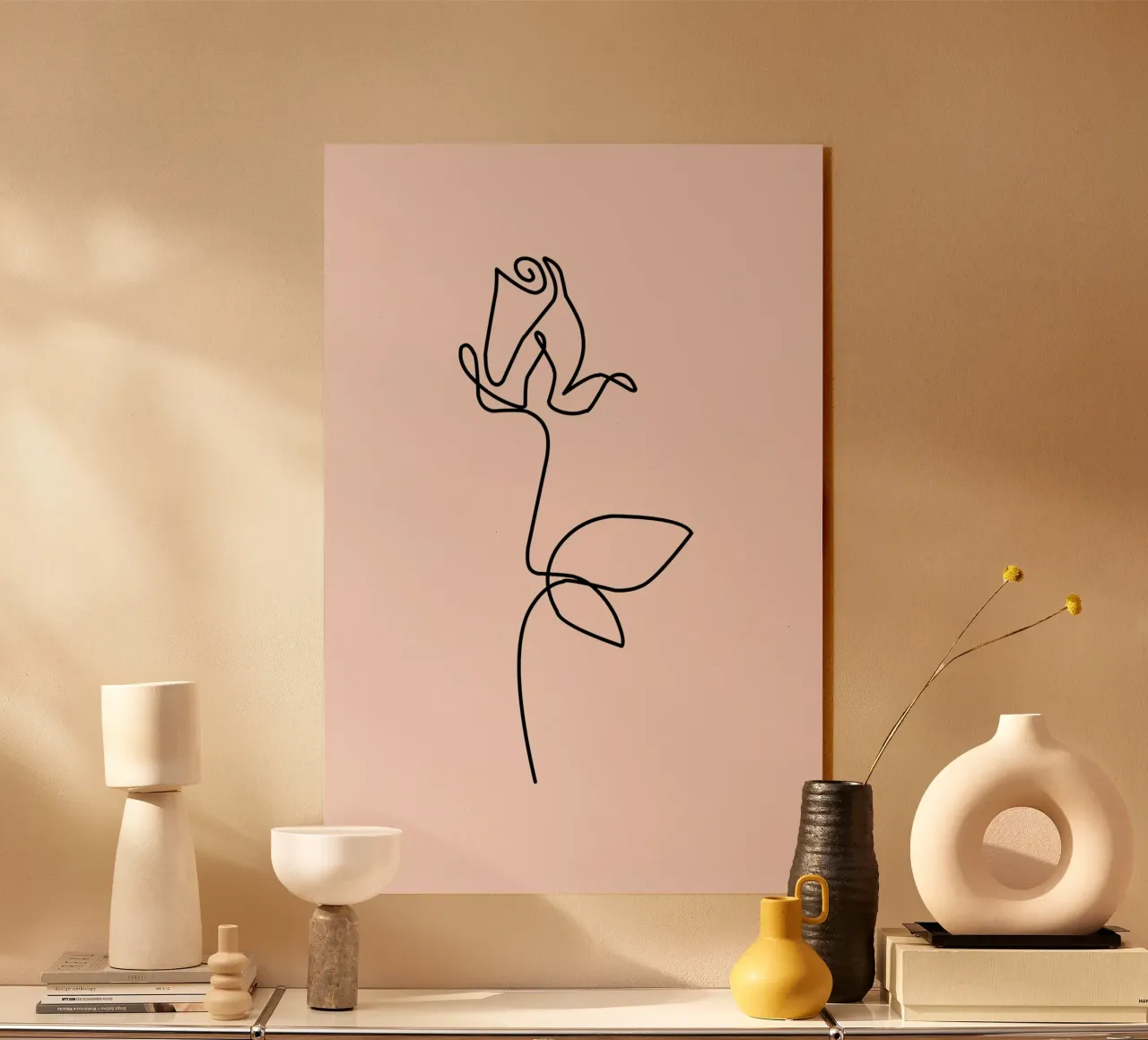 Stampa d'arte minimalista a linee continue di rose plexiglass da homdeco