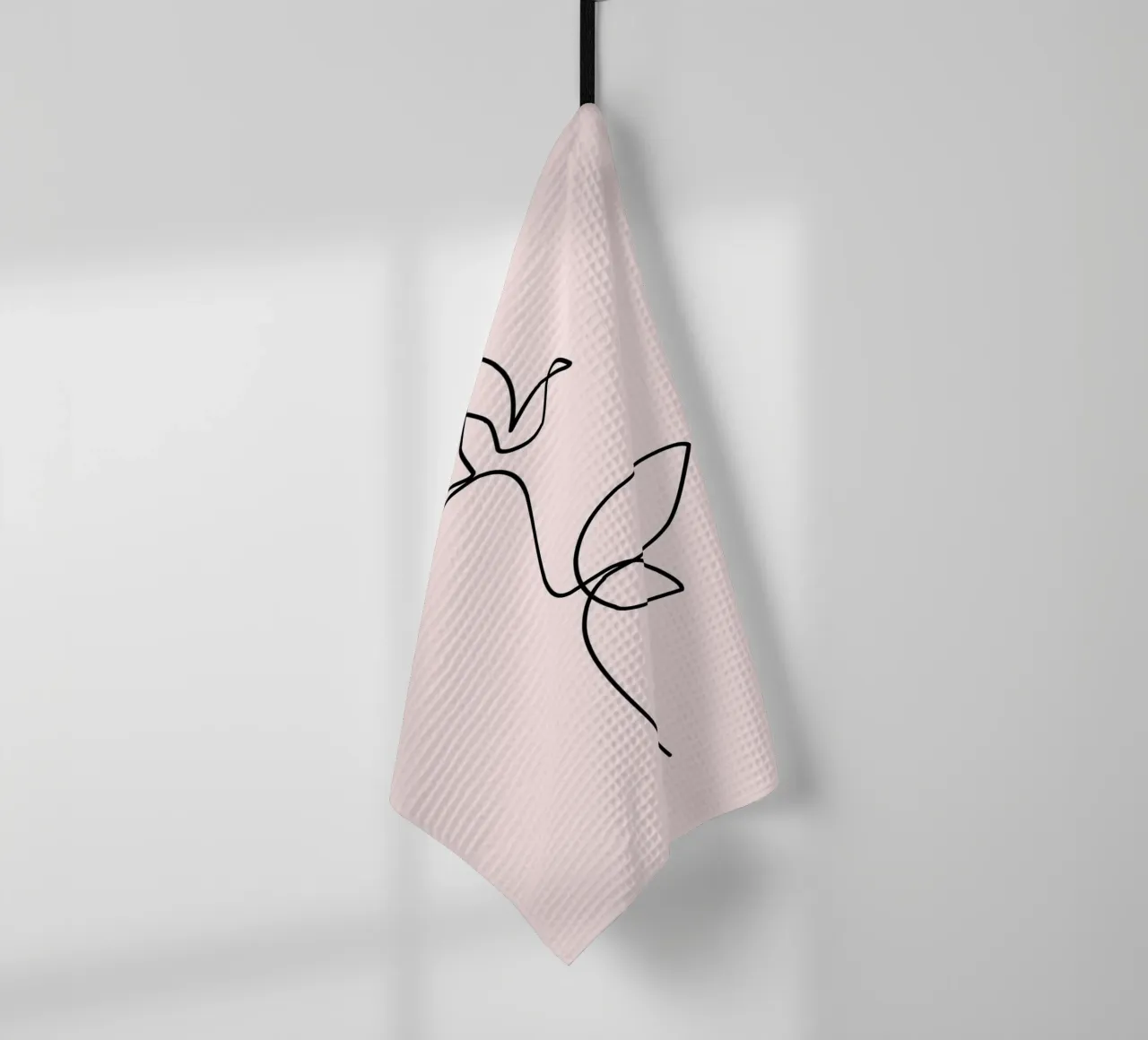 Minimalist Rose Continuous Line Art Print tea towel by homdeco