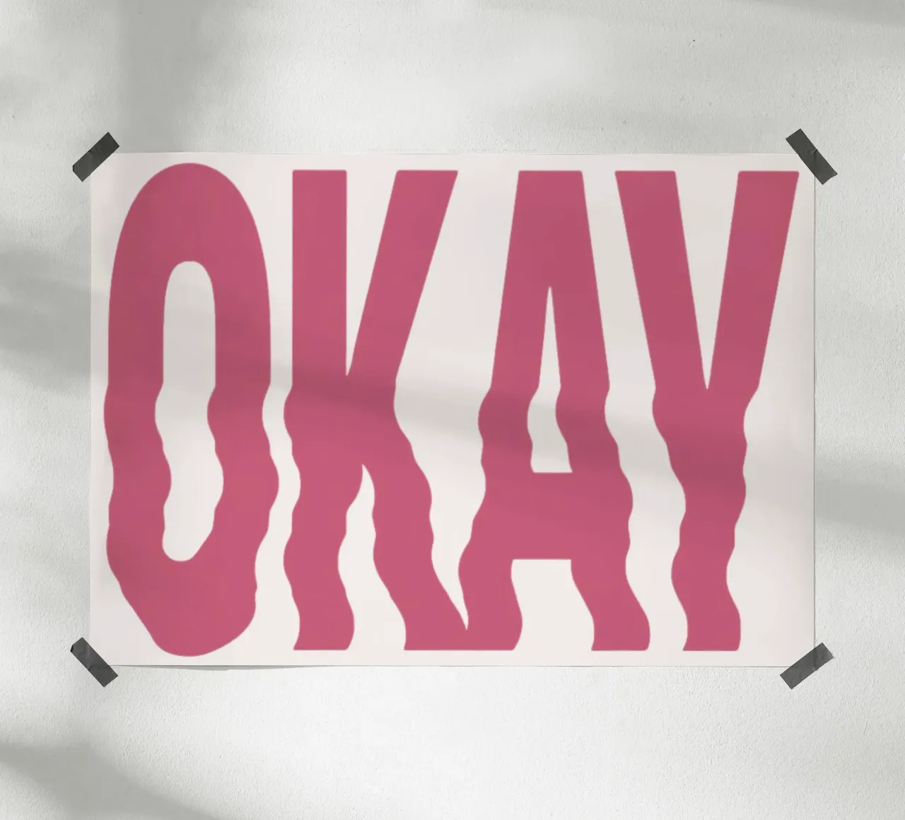 "OKAY" Distorted Pink Retro Typography Print poster by homdeco