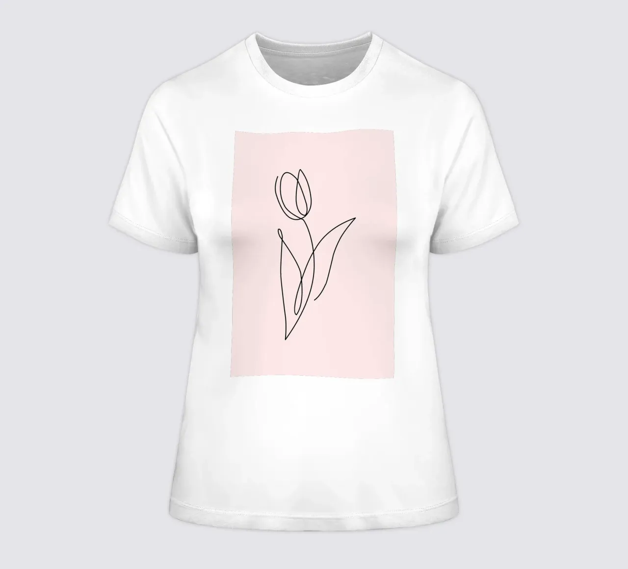 Minimalist Tulip Continuous Line Art Print women's fitted t-shirt by homdeco