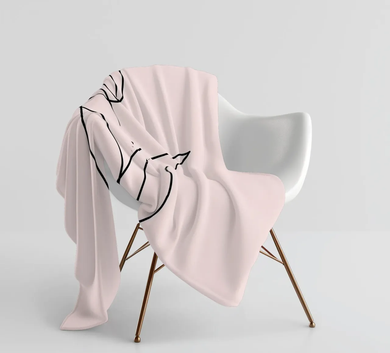 Minimalist Tulip Continuous Line Art Print fleece blanket by homdeco