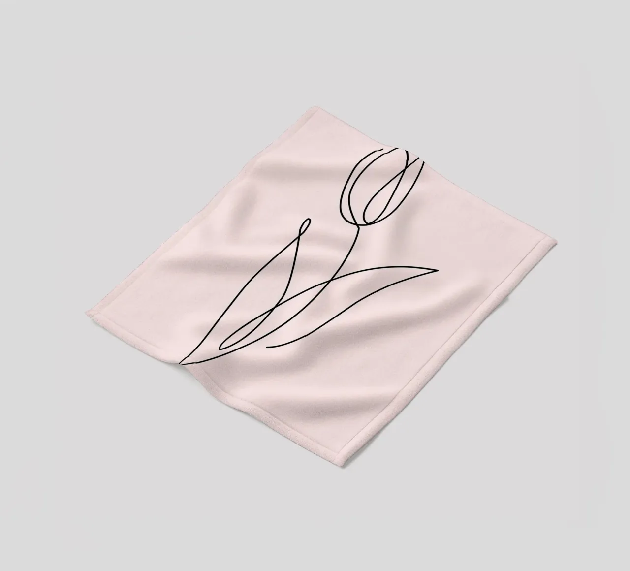 Minimalist Tulip Continuous Line Art Print fleece blanket by homdeco
