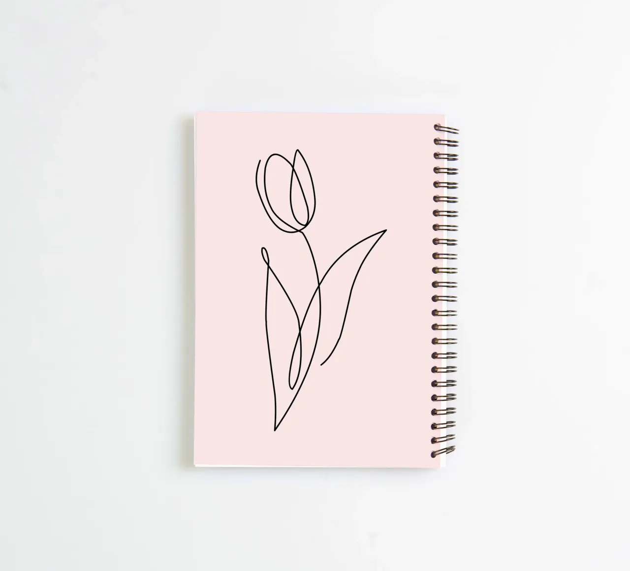 Minimalist Tulip Continuous Line Art Print spiral notebook by homdeco