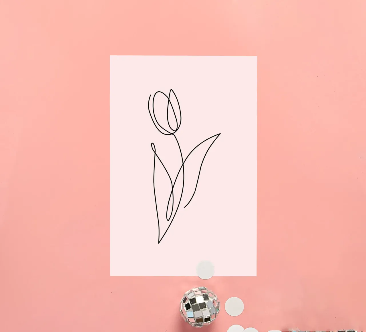 Minimalist Tulip Continuous Line Art Print autocollant de homdeco