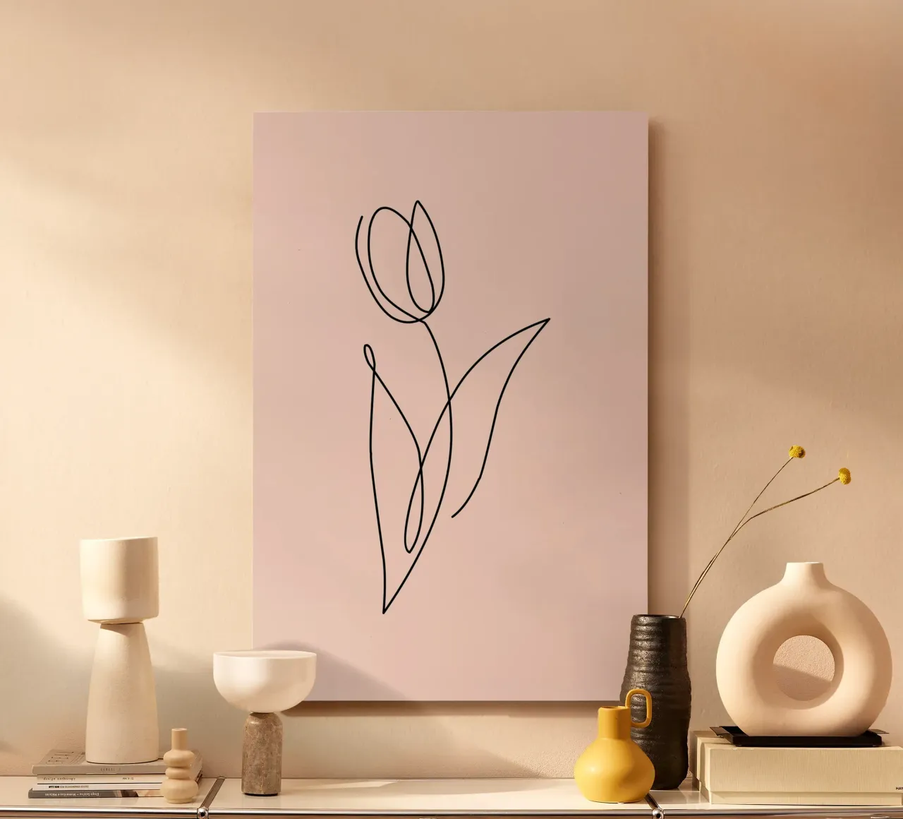 Minimalist Tulip Continuous Line Art Print alu dibond de homdeco