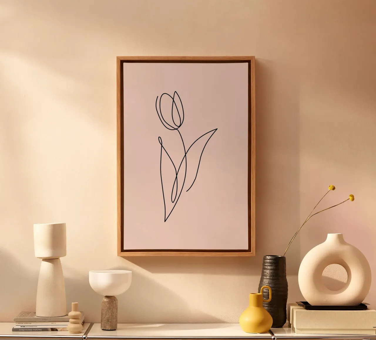 Stampa d'arte minimalista Tulipano a linea continua tela da homdeco