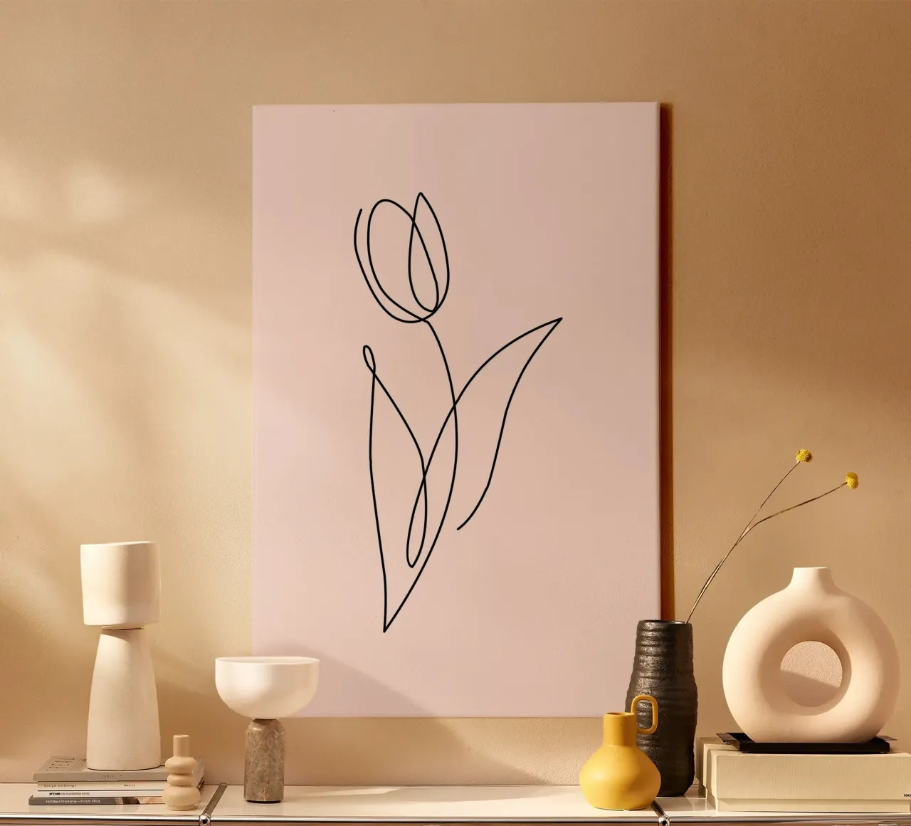 Stampa d'arte minimalista Tulipano a linea continua tela da homdeco