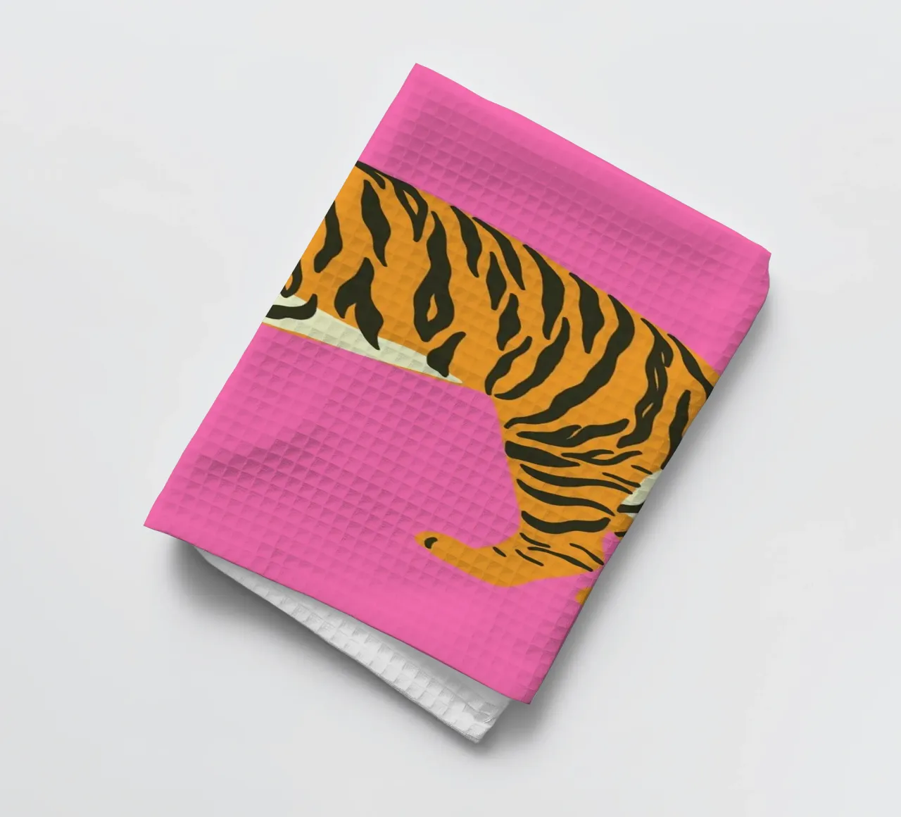 Vibrant Tiger Pop Art Print on Pink tea towel by homdeco