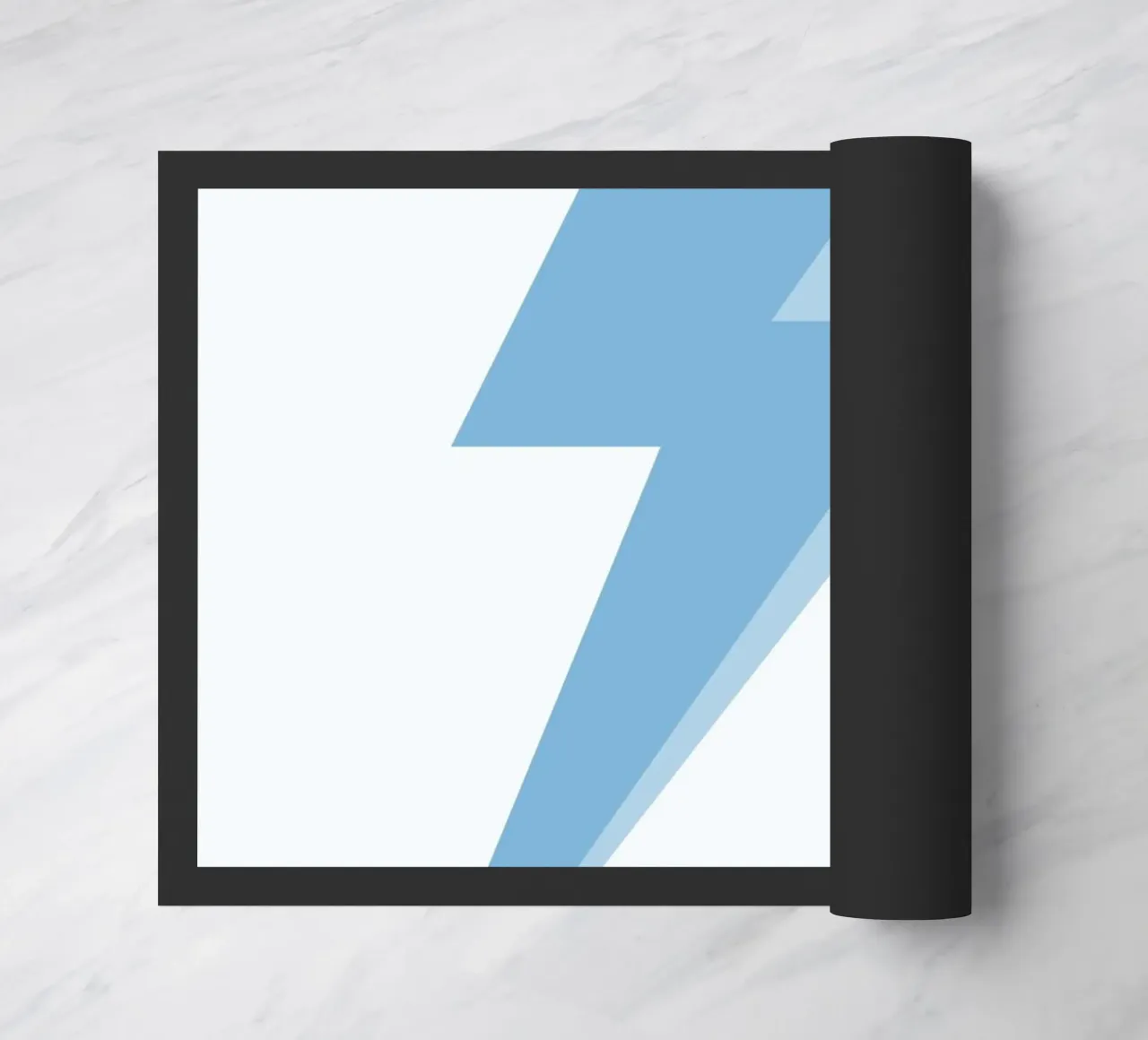 Stampa pop art minimalista con fulmine blu zerbino da homdeco