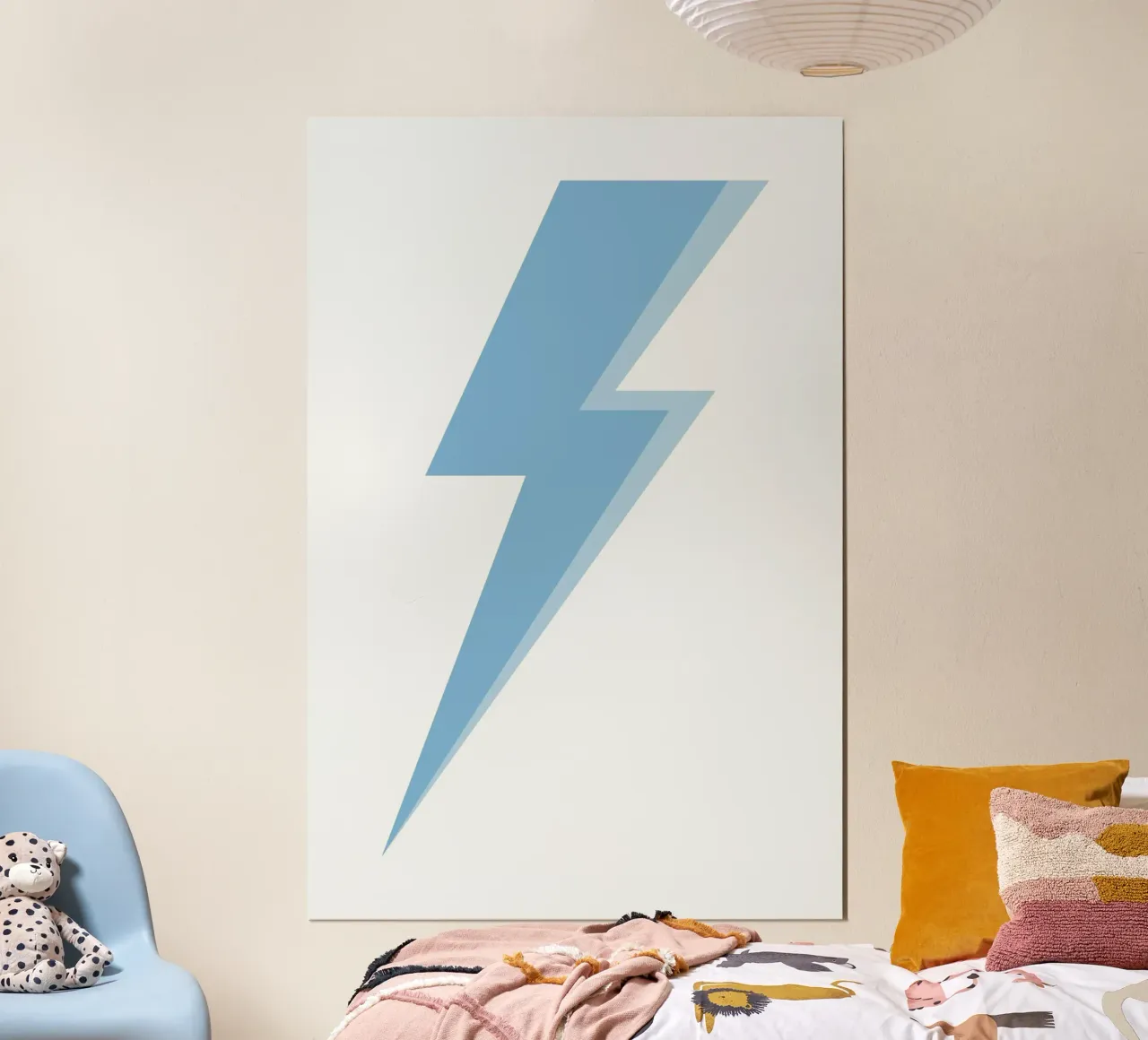 Minimalist Blue Lightning Bolt Pop Art Print poster by homdeco
