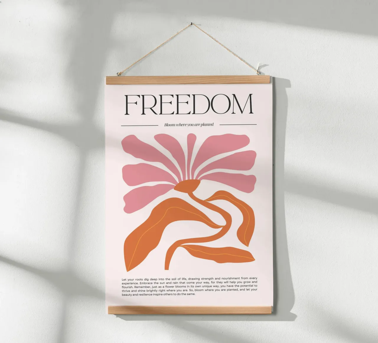 "Freedom" Abstract Floral Pink & Orange Print poster by homdeco