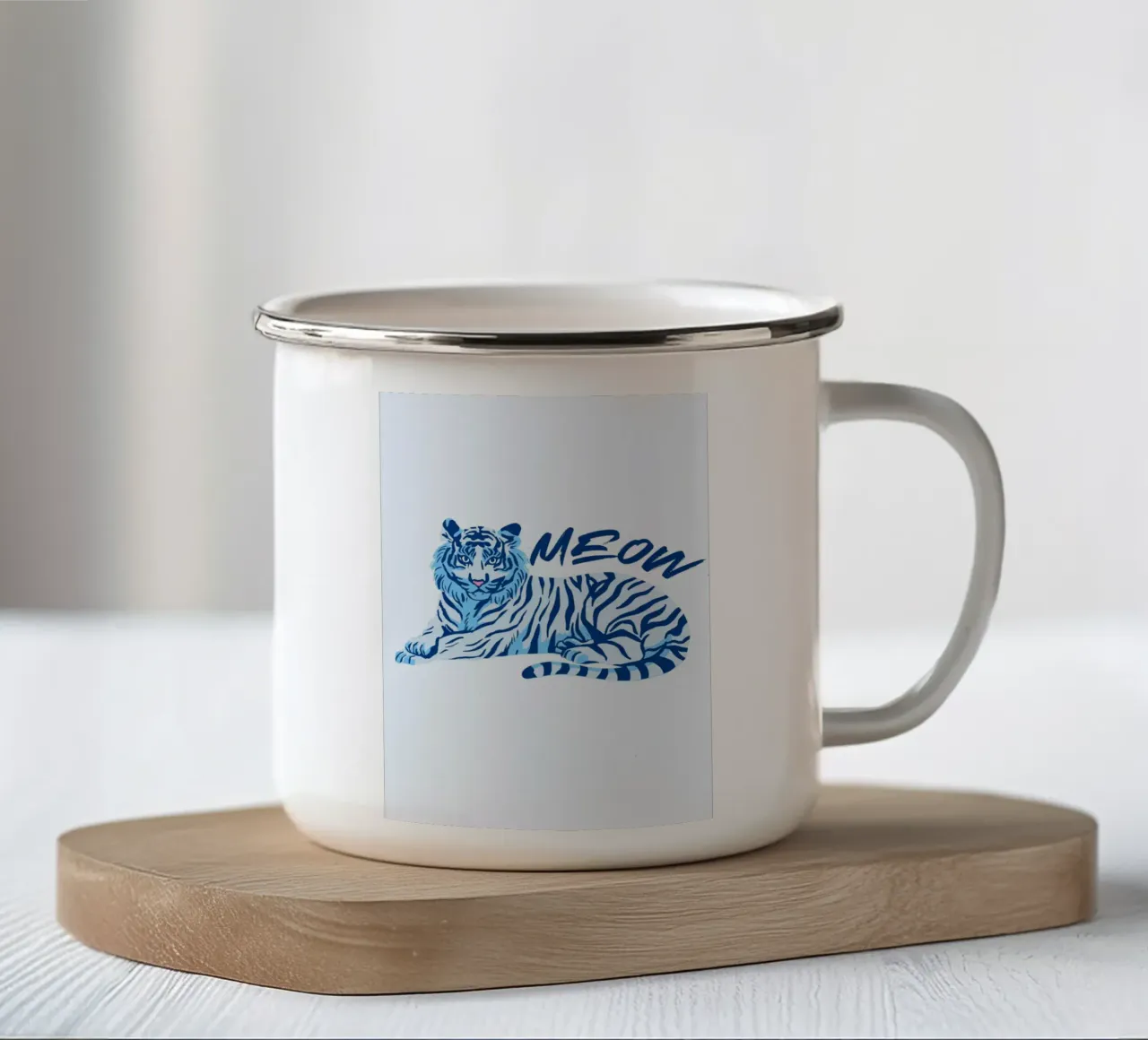 Stampa animale pop art "Meow" Tigre blu tazza in smalto da homdeco