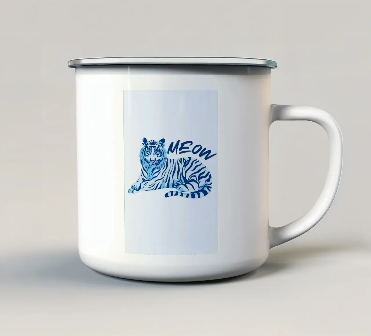 Stampa animale pop art "Meow" Tigre blu tazza in smalto da homdeco