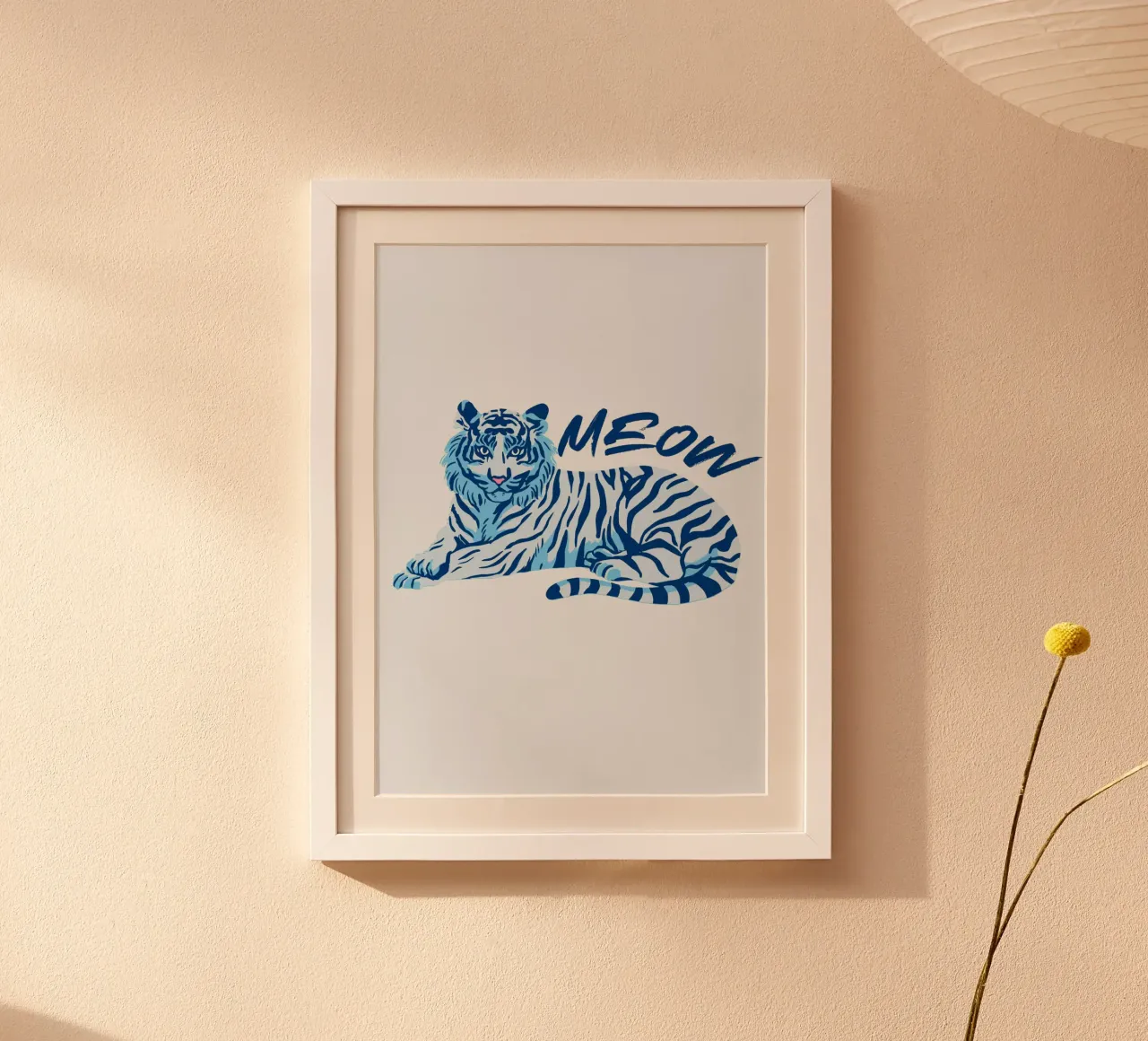 Stampa animale pop art "Meow" Tigre blu poster con telaio in plastica da homdeco
