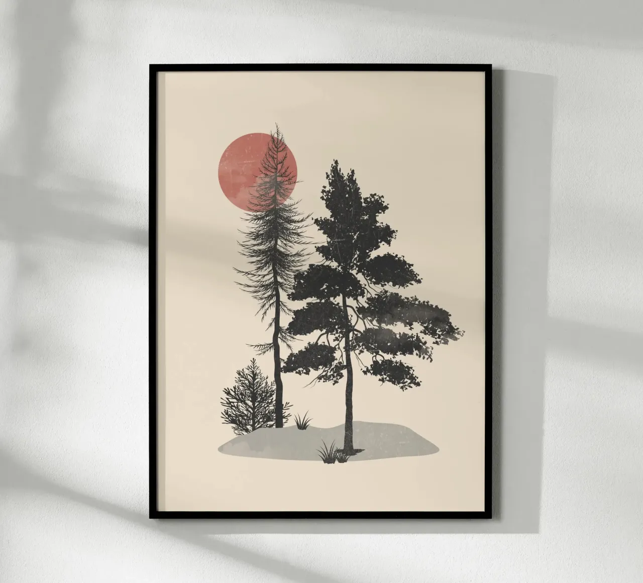 Silhouette della foresta poster con telaio in alluminio da LeaDArt