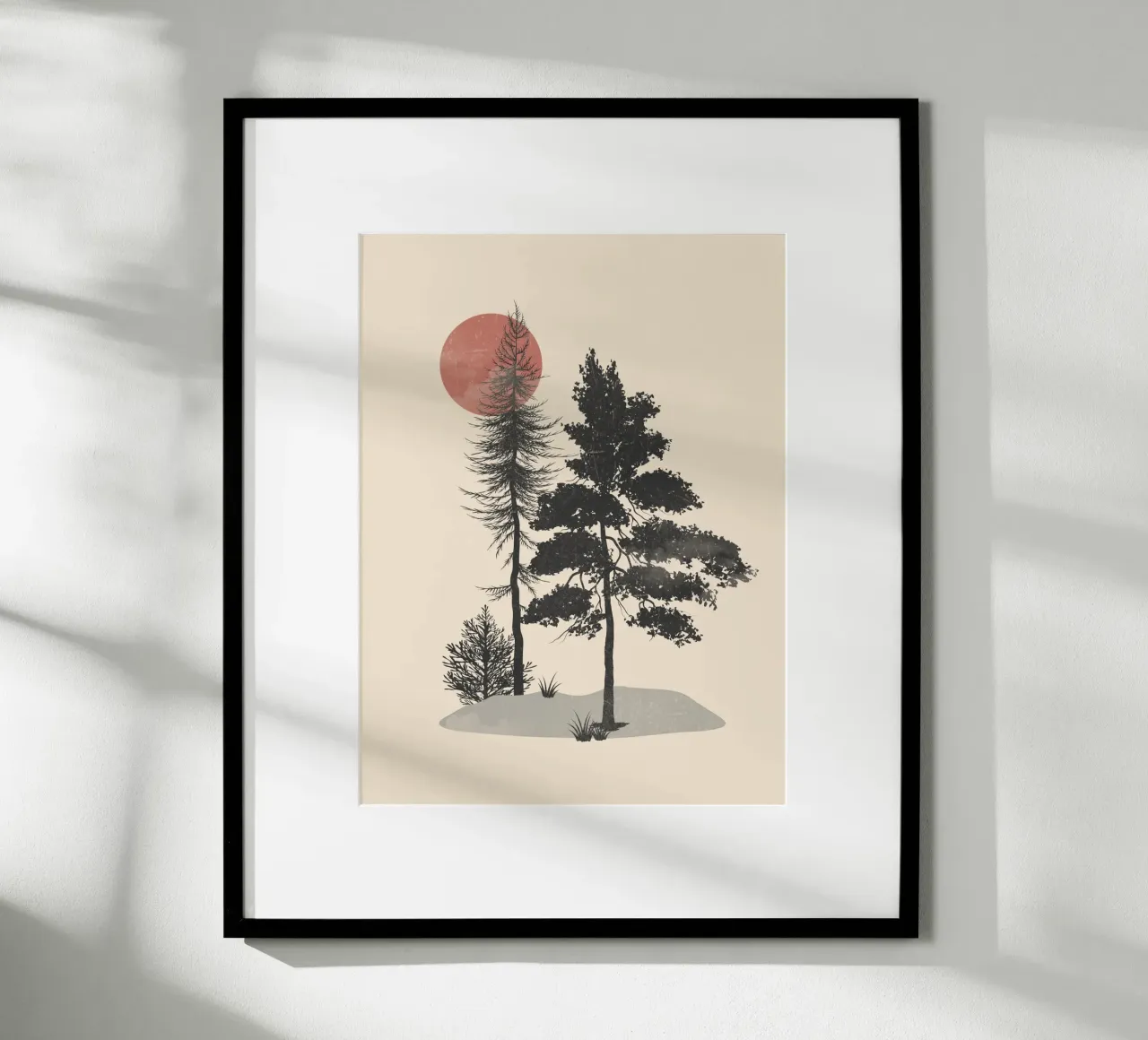 Silhouette della foresta poster con telaio in alluminio da LeaDArt