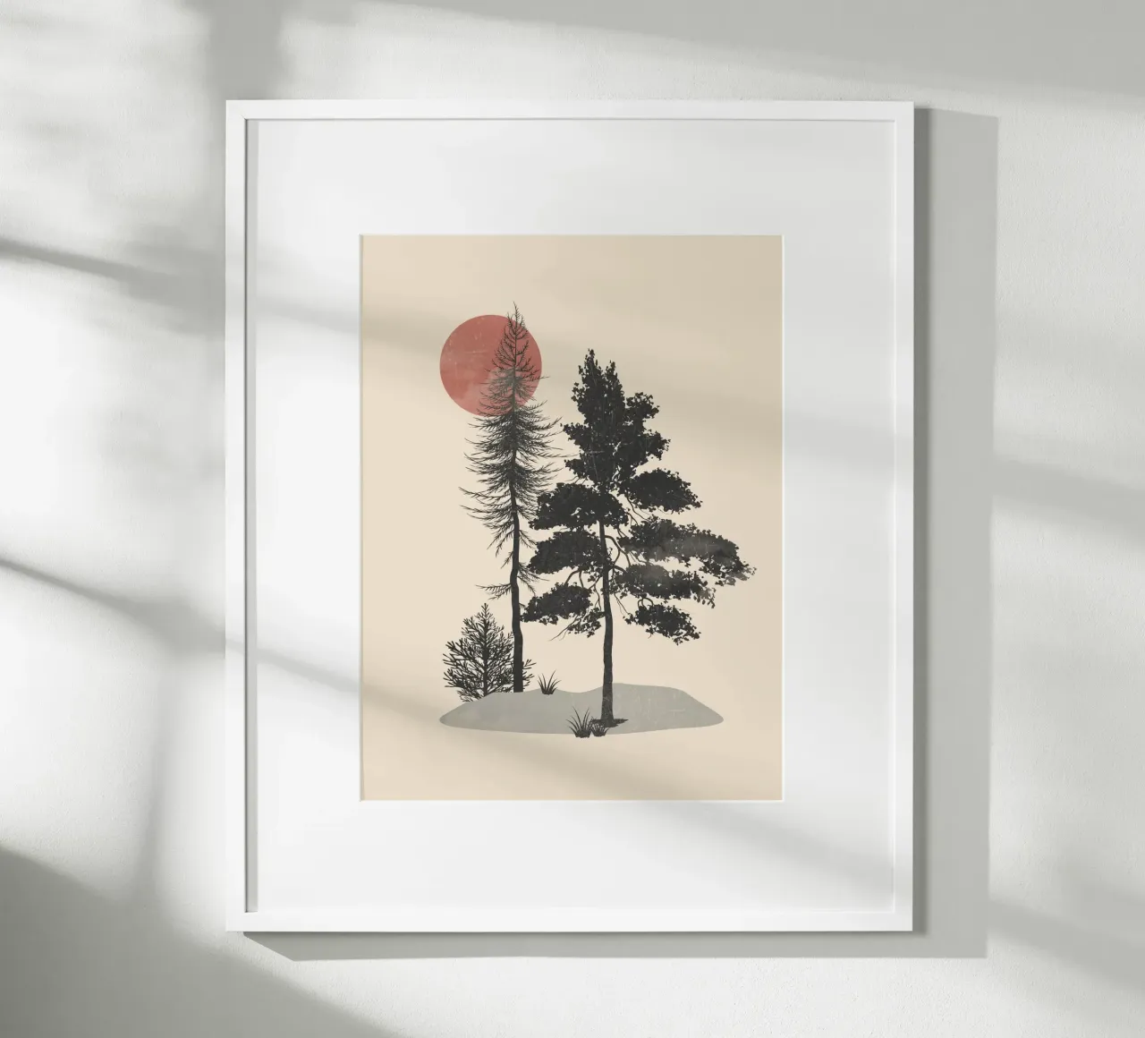 Silhouette della foresta poster con telaio in alluminio da LeaDArt