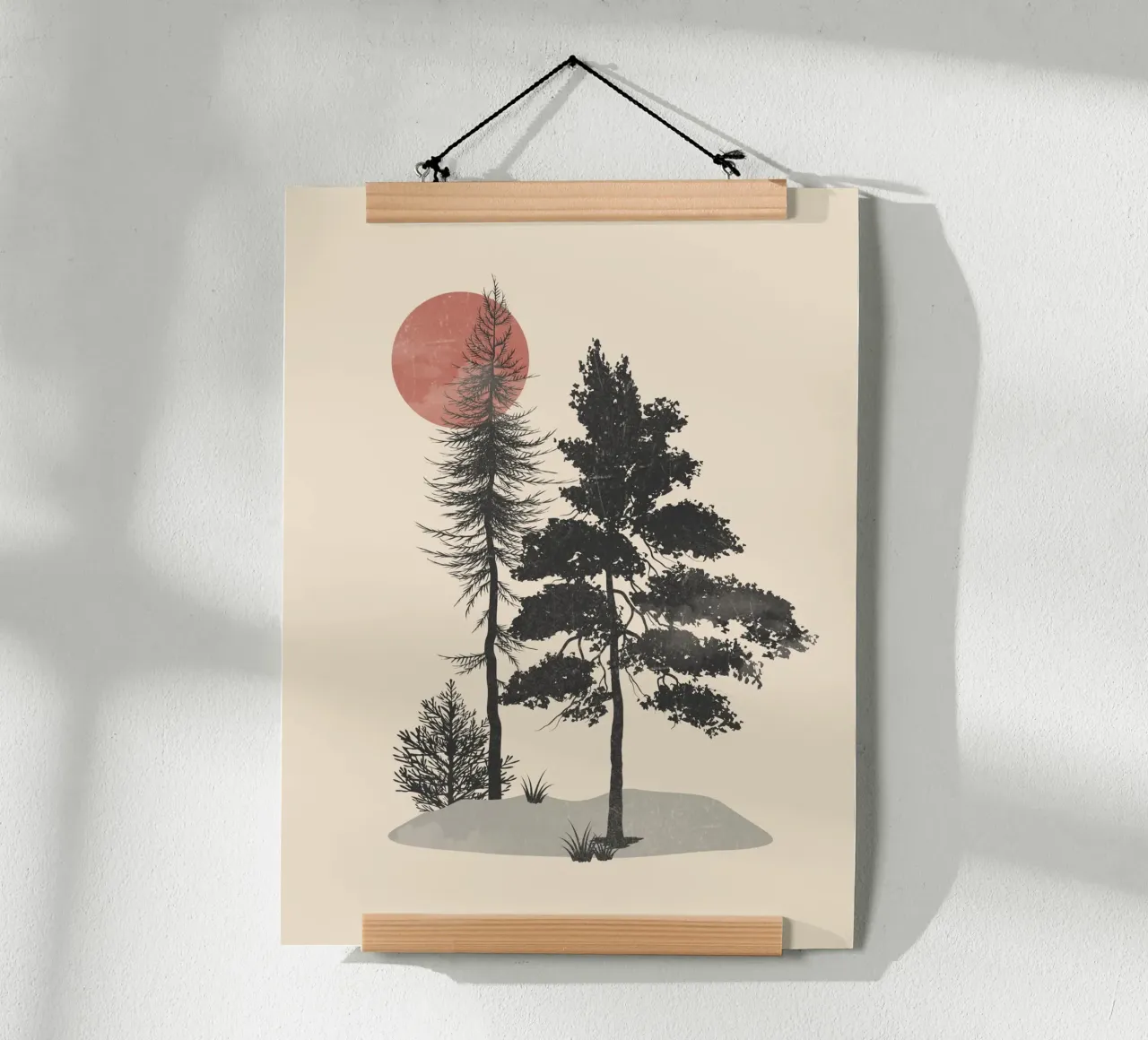 Silhouette della foresta poster con telaio in alluminio da LeaDArt