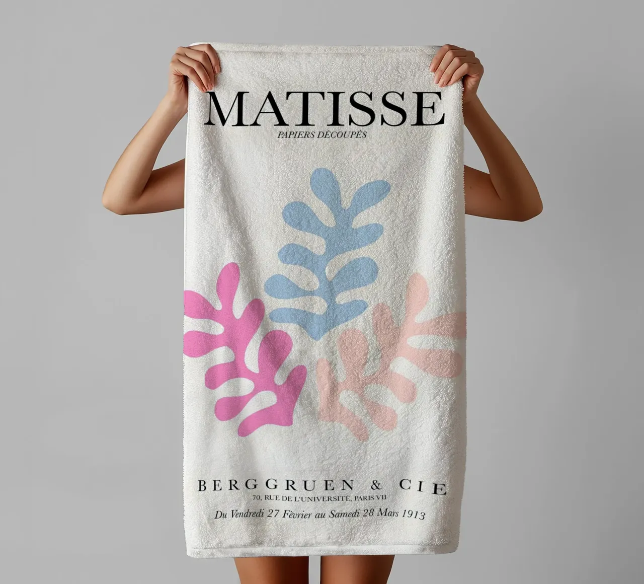 Matisse Papyrus Recortes abstractos Rosa pálido Azul toalla de baño de homdeco