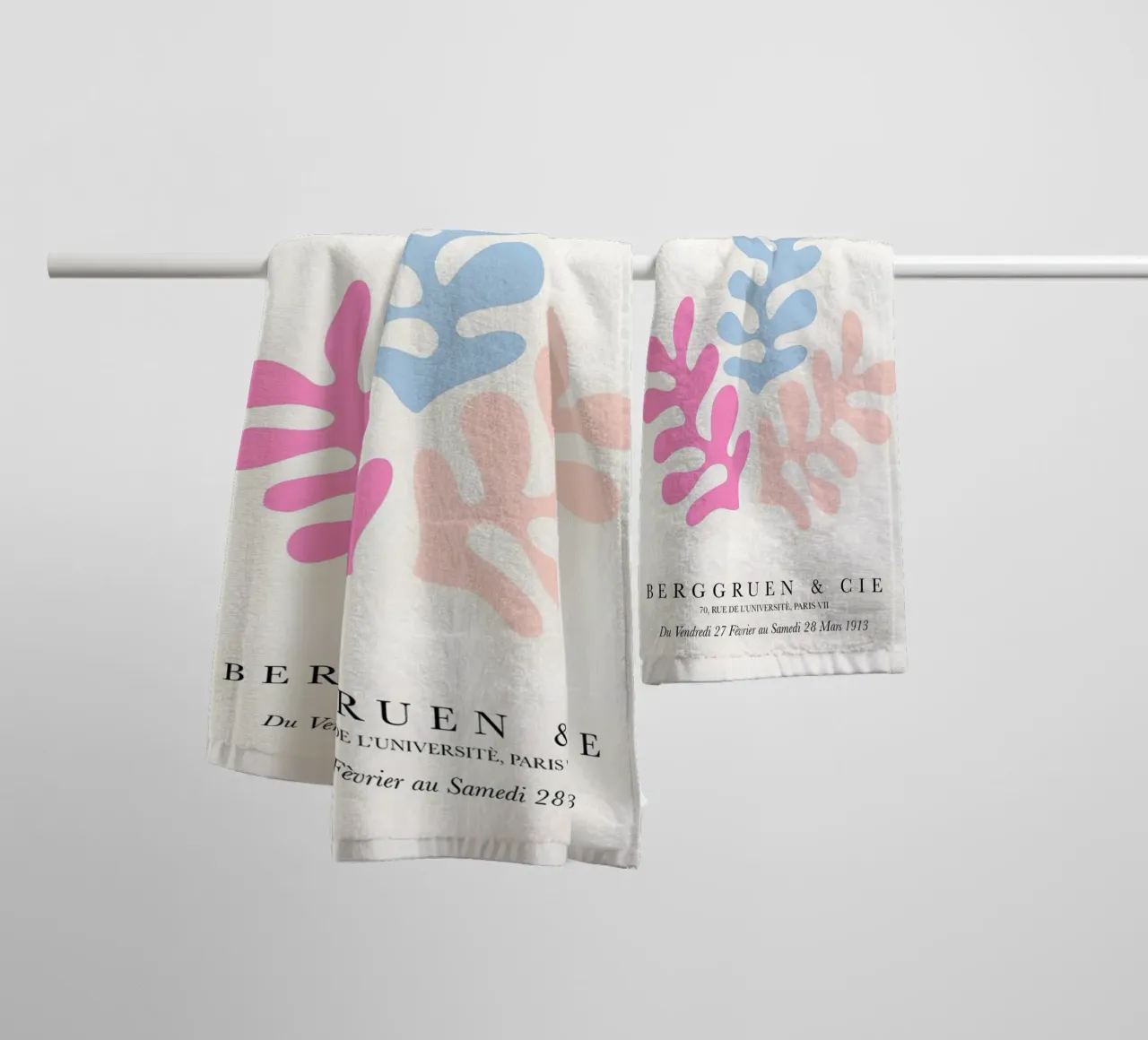 Matisse Papyrus Recortes abstractos Rosa pálido Azul toalla de baño de homdeco